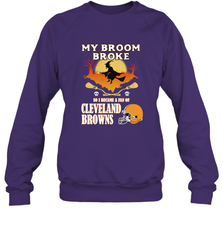 Broom Broke So I Became A Fan of Cleveland Browns  Halloween Costume Crewneck Sweatshirt Crewneck Sweatshirt - belovedtshirt