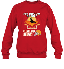 Broom Broke So I Became A Fan of Cleveland Browns  Halloween Costume Crewneck Sweatshirt Crewneck Sweatshirt - belovedtshirt
