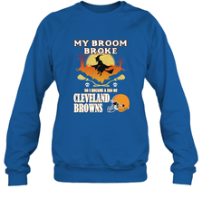Broom Broke So I Became A Fan of Cleveland Browns  Halloween Costume Crewneck Sweatshirt Crewneck Sweatshirt - belovedtshirt