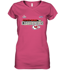 Youth Kansas City Chiefs NFL Pro Line by Fanatics Super Bowl LIV Champions Trophy Women's V-Neck T-Shirt Women's V-Neck T-Shirt - belovedtshirt