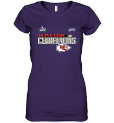 Youth Kansas City Chiefs NFL Pro Line by Fanatics Super Bowl LIV Champions Trophy Women's V-Neck T-Shirt Women's V-Neck T-Shirt - belovedtshirt