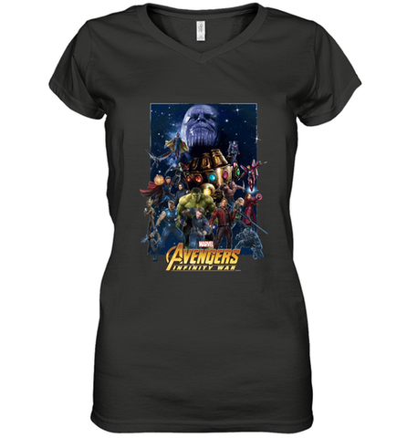 Marvel Avengers Infinity War Neon Team 2 Women's V-Neck T-Shirt