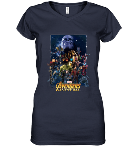 Marvel Avengers Infinity War Neon Team 2 Women's V-Neck T-Shirt
