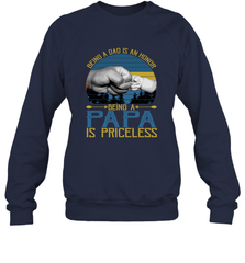 Being A Dad Is An Honor Being Papa Is Priceless Grandpa t Crewneck Sweatshirt Apparel - belovedtshirt