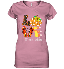 Funny Love Nanalife Pumpkin Flip Flops Nana Life Halloween Women's V-Neck T-Shirt Women's V-Neck T-Shirt - belovedtshirt