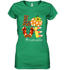 Funny Love Nanalife Pumpkin Flip Flops Nana Life Halloween Women's V-Neck T-Shirt Women's V-Neck T-Shirt - belovedtshirt