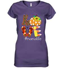 Funny Love Nanalife Pumpkin Flip Flops Nana Life Halloween Women's V-Neck T-Shirt Women's V-Neck T-Shirt - belovedtshirt