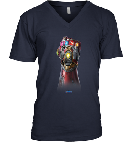 Marvel Avengers Endgame Infinity Stone Gauntlet Color Logo Men's V-Neck