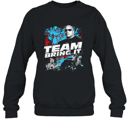 WWE The Rock Team Bring It Crewneck Sweatshirt Crewneck Sweatshirt / Black / S Crewneck Sweatshirt - belovedtshirt