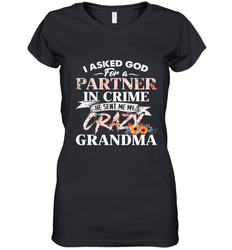 Crazy Grandma design Women's V-Neck T-Shirt