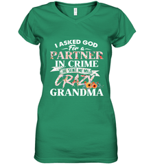 Crazy Grandma design Women's V-Neck T-Shirt Women's V-Neck T-Shirt - belovedtshirt