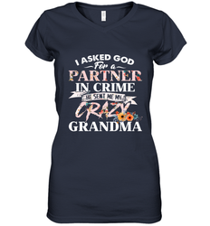Crazy Grandma design Women's V-Neck T-Shirt