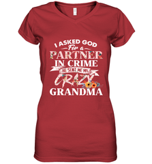 Crazy Grandma design Women's V-Neck T-Shirt Women's V-Neck T-Shirt - belovedtshirt