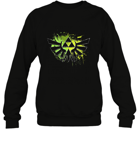 Legend Of Zelda Triforce Logo Paint Splatter Crewneck Sweatshirt Crewneck Sweatshirt / Black / S Crewneck Sweatshirt - belovedtshirt