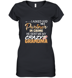 Crazy Grandma Partner in crime Women's V-Neck T-Shirt