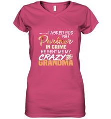Crazy Grandma Partner in crime Women's V-Neck T-Shirt Women's V-Neck T-Shirt - belovedtshirt