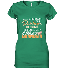 Crazy Grandma Partner in crime Women's V-Neck T-Shirt Women's V-Neck T-Shirt - belovedtshirt
