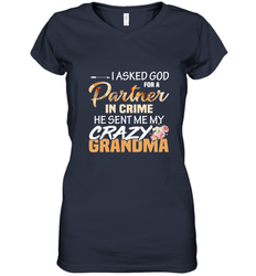 Crazy Grandma Partner in crime Women's V-Neck T-Shirt
