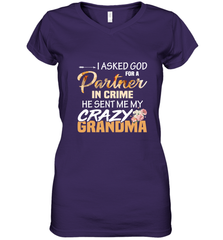 Crazy Grandma Partner in crime Women's V-Neck T-Shirt Women's V-Neck T-Shirt - belovedtshirt