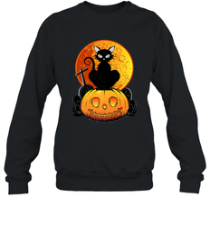 Happy Halloween Spooky Pumpkins Black Cat For Women Crewneck Sweatshirt
