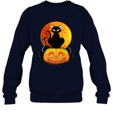 Happy Halloween Spooky Pumpkins Black Cat For Women Crewneck Sweatshirt Crewneck Sweatshirt - belovedtshirt