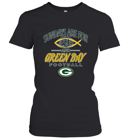 Sundays Are For Jesus and Green Bay Funny Christian Football 1 Women's T-Shirt Women's T-Shirt / Black / XS Women's T-Shirt - belovedtshirt