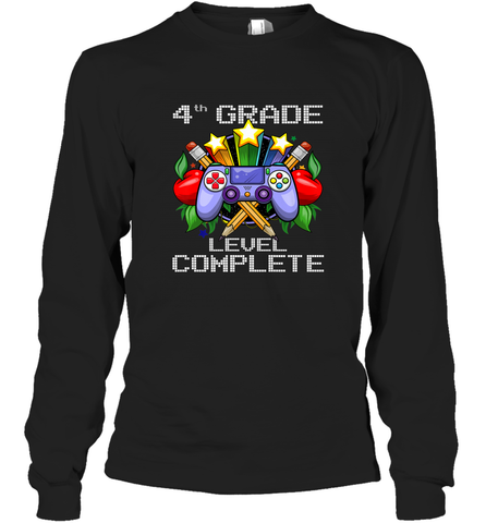 4th Grade Level Complete Back To School Gift Boys Girls Long Sleeve T-Shirt Long Sleeve T-Shirt / Black / S Long Sleeve T-Shirt - belovedtshirt
