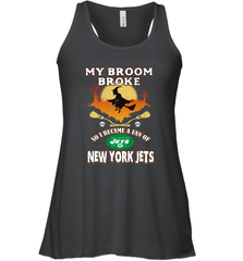 Broom Broke So I Became A fan of New York Jets  NFL Halloween Costume Women's Racerback Tank Women's Racerback Tank - belovedtshirt