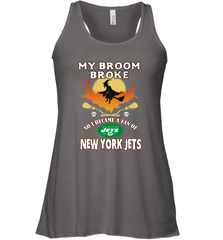 Broom Broke So I Became A fan of New York Jets  NFL Halloween Costume Women's Racerback Tank Women's Racerback Tank - belovedtshirt