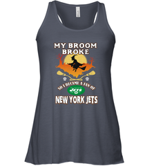 Broom Broke So I Became A fan of New York Jets  NFL Halloween Costume Women's Racerback Tank Women's Racerback Tank - belovedtshirt