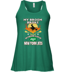 Broom Broke So I Became A fan of New York Jets  NFL Halloween Costume Women's Racerback Tank Women's Racerback Tank - belovedtshirt