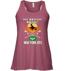 Broom Broke So I Became A fan of New York Jets  NFL Halloween Costume Women's Racerback Tank Women's Racerback Tank - belovedtshirt