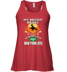 Broom Broke So I Became A fan of New York Jets  NFL Halloween Costume Women's Racerback Tank Women's Racerback Tank - belovedtshirt