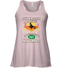 Broom Broke So I Became A fan of New York Jets  NFL Halloween Costume Women's Racerback Tank Women's Racerback Tank - belovedtshirt