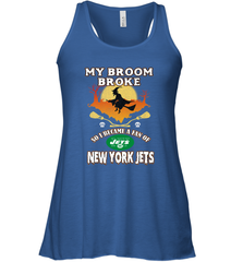 Broom Broke So I Became A fan of New York Jets  NFL Halloween Costume Women's Racerback Tank Women's Racerback Tank - belovedtshirt