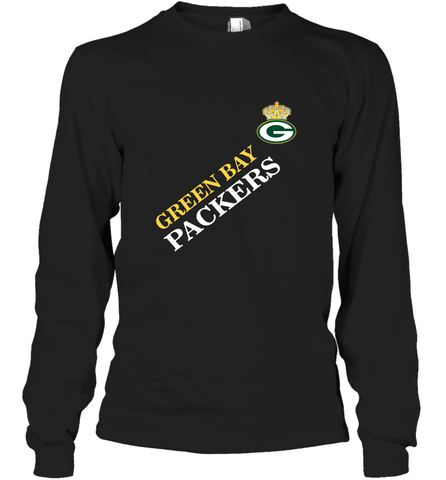 NFL Green Bay Packers Logo with Champion Crown Long Sleeve T-Shirt Long Sleeve T-Shirt / Black / S Long Sleeve T-Shirt - belovedtshirt