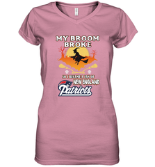 Broom Broke So I Became A Fan of New England Patriots  NFL Halloween Costume Women's V-Neck T-Shirt Women's V-Neck T-Shirt - belovedtshirt