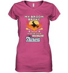Broom Broke So I Became A Fan of New England Patriots  NFL Halloween Costume Women's V-Neck T-Shirt Women's V-Neck T-Shirt - belovedtshirt