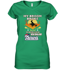 Broom Broke So I Became A Fan of New England Patriots  NFL Halloween Costume Women's V-Neck T-Shirt Women's V-Neck T-Shirt - belovedtshirt