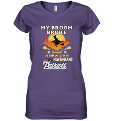 Broom Broke So I Became A Fan of New England Patriots  NFL Halloween Costume Women's V-Neck T-Shirt Women's V-Neck T-Shirt - belovedtshirt