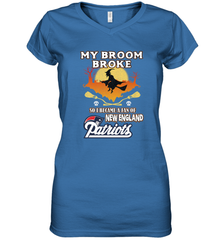 Broom Broke So I Became A Fan of New England Patriots  NFL Halloween Costume Women's V-Neck T-Shirt Women's V-Neck T-Shirt - belovedtshirt