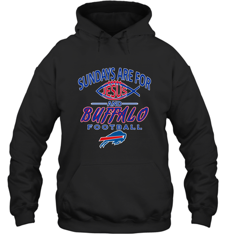 Sundays Are For Jesus and Buffalo Funny Christian Football 1 Hooded Sweatshirt Hooded Sweatshirt / Black / S Hooded Sweatshirt - belovedtshirt