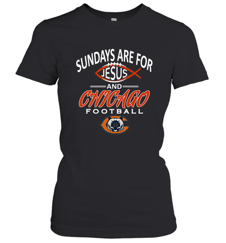 Sundays Are For Jesus and Chicago Funny Christian Football Women's T-Shirt Women's T-Shirt / Black / XS Women's T-Shirt - belovedtshirt