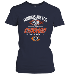 Sundays Are For Jesus and Chicago Funny Christian Football Women's T-Shirt