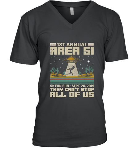 Storm Area 51 5K Fun Run They Can't Stop Us All Vintage UFO Men's V-Neck Men's V-Neck / Black / S Men's V-Neck - belovedtshirt
