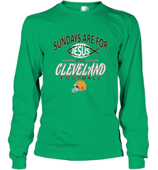 Sundays Are For Jesus and Cleveland Funny Christian Football Long Sleeve T-Shirt Long Sleeve T-Shirt - belovedtshirt