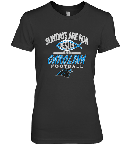 Sundays Are For Jesus and Carolina Funny Christian Football Women's Premium T-Shirt Women's Premium T-Shirt / Black / XS Women's Premium T-Shirt - belovedtshirt