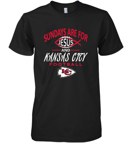 Sundays Are For Jesus and Kansas City Funny Football Men's Premium T-Shirt Men's Premium T-Shirt / Black / XS Men's Premium T-Shirt - belovedtshirt