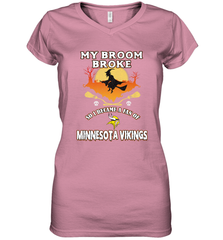 Broom Broke So I Became A Fan of Minnesota Viking NFL Halloween Costume Women's V-Neck T-Shirt Women's V-Neck T-Shirt - belovedtshirt