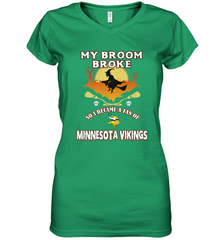 Broom Broke So I Became A Fan of Minnesota Viking NFL Halloween Costume Women's V-Neck T-Shirt Women's V-Neck T-Shirt - belovedtshirt